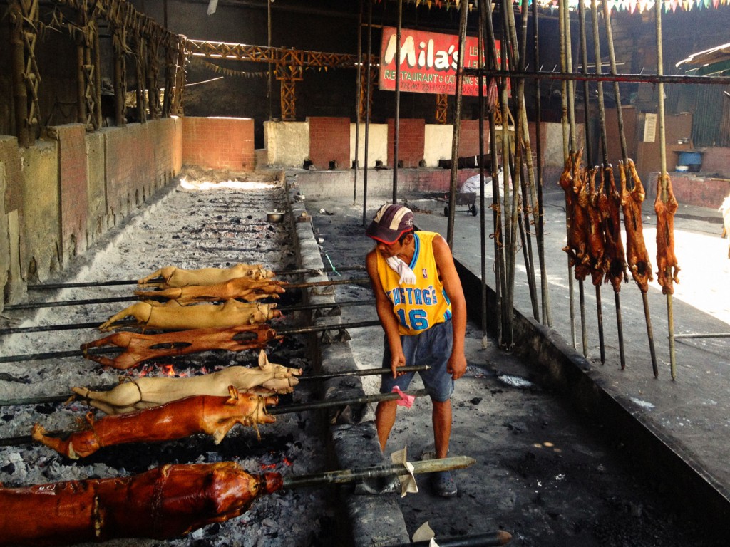For lunch we have Lechon Baboy, which is delicious. Whole pigs are prepared on a spit in the restaurant.